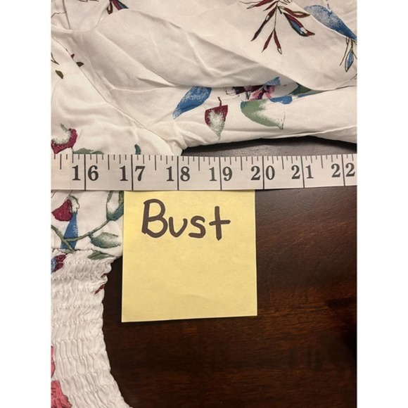 Urban Outfitters Lumiere Ivory/Red/Blue Floral Print Dress SZ M - Picture 14 of 16